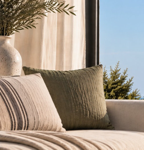 Coastal living room looking out over Poole Bay towards Old Harry Rocks and the Dorset chalk cliffs
